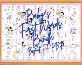 Baby First Words ASL Sign Language and Spanish BUNDLE PDF