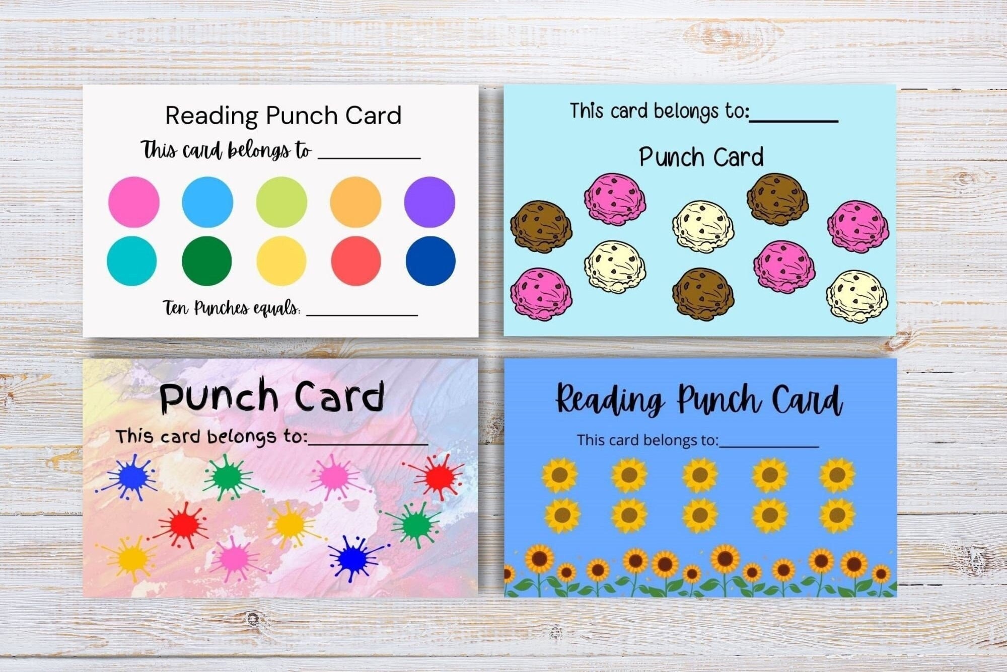 Rewards Punch Card for Classrooms or Parents * 50 or 75 cards/set * Multiple Designs and Finishes