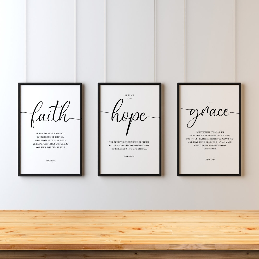 Mormon Scripture Wall Art, Gallery Set of 3 Prints, Alma, Moroni, Ether ...