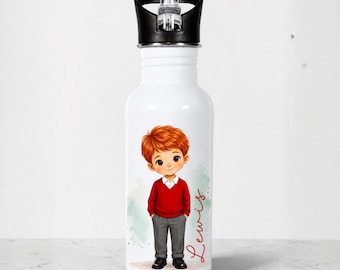 Personalised Boys Water Bottle, Custom Name Kids Drink Bottle, Back to School Gift