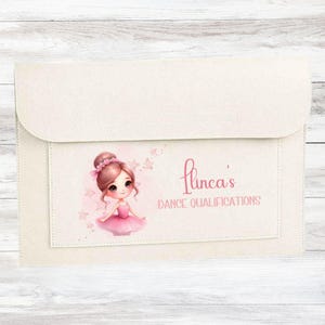 Personalised Dance Qualifications Folder, Custom Dance Notes Sleeve, Dance Journey Felt Folder, Dancer Document Folder. Ballet Dancer A4.