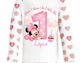 Pijama de cumpleaños personalizada "Cuando me despierte seré el ratoncito bebé" / Pijama infantil personalizada / Regalo para la víspera del cumpleaños de un niño.