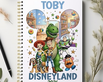 Personalised Toy Story Autograph Book A5 | Disneyland Autograph Book Custom Name | Disney Holiday Keepsake Gift for Kids | Spiral Notebook