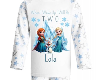 Pijama de cumpleaños personalizada "Cuando me despierte estaré congelado" / Pijama infantil personalizada / Regalo para la víspera del cumpleaños de un niño.