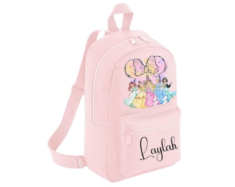 Children Princess Personalised Backpack, Back To School, Toddler Rucksack, Nursery Bag, Any Name Kids Backpack.