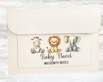 Carpeta de notas de embarazo personalizada de fieltro: Recuerdo del viaje del bebé