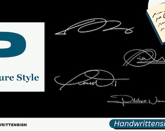 P Letter Signature Style in a handwritten style, digital delivery within 36-72 hours, video and worksheet available for your practice