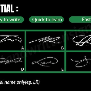 Initial Signature Design with calligraphy styles, quick to write with video tutorial and worksheet for your daily practice image 4