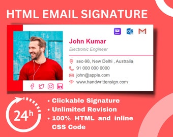 Clickable Gmail Signature Design | Outlook Email Template | Gmail Signature Template | HTML email signature  | Custom Email Signature Design