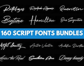 160 Handwritten Font  Bundle, Script Fonts, Wedding Font