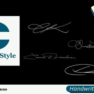 Firma de la letra C en estilo manuscrito, entrega digital en 36-72 horas, video y hoja de trabajo disponibles para su práctica
