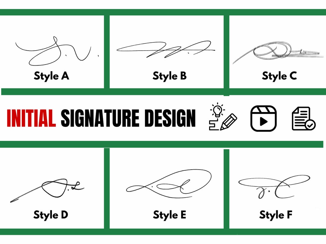 Initial Signature Design With Calligraphy Styles, Quick to Write With Video Tutorial and