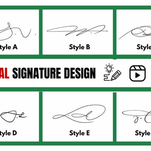 Initial Signature Design with calligraphy styles, quick to write with video tutorial and worksheet for your daily practice image 1