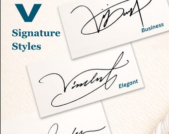 V Letter Signature Design With Unlimited Revision | Real Handwritten Style | Video Tutorial + Worksheet Included | Digital Delivery