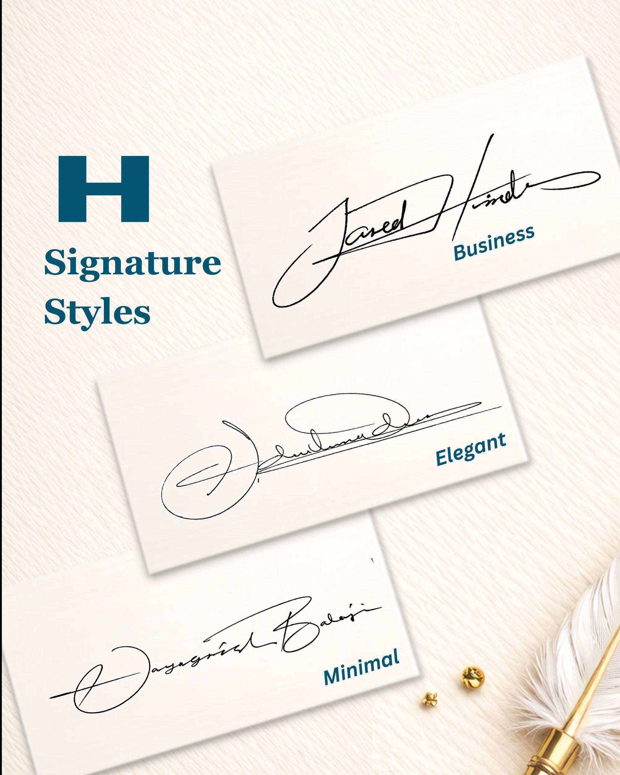 Custom H Custom H Letter Signature Design | Handwritten Style (digital Delivery ...