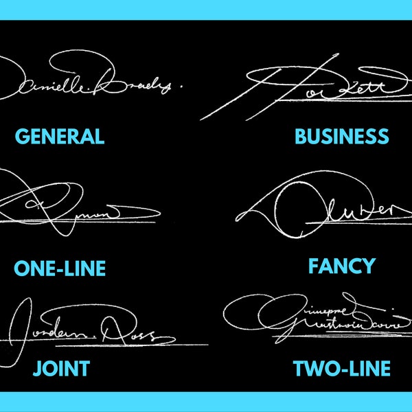Unterschrift Design mit 8 verschiedenen Stilen, digitale Lieferung innerhalb von 36-48 Stunden,Video-Tutorial für Ihre Praxis