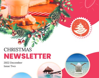 Weihnachten Newsletter Vorlage | Weihnachten Firma | Familien Rundbrief | Urlaub Zeitung Vorlage | Canva Vorlage