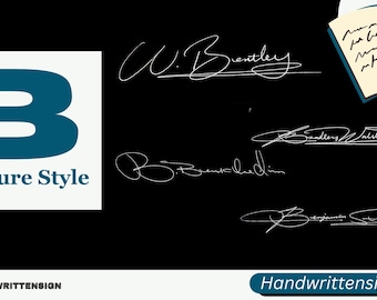 B Letter Signature Style in a handwritten style, digital delivery within 36-72 hours, video and worksheet available for your practice