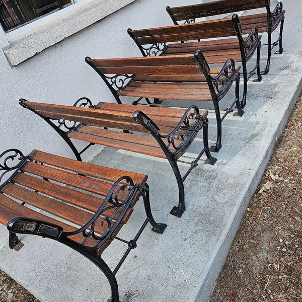 Antique trolley bus benches