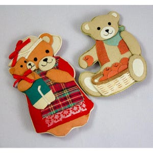 Lot of 2 Stuffed Cotton Fabric Teddy Bear Fridge Refrigerator Magnet