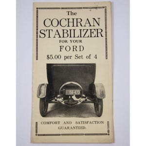 The Cochran Stabilizer For Your Ford Vintage Advertising Brochure L001