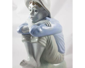 Ceramiczny słoik na ciasteczka Toma Sawyera z lat 70. w kolorze Barefoot Boy w pastelowym niebieskim odcieniu