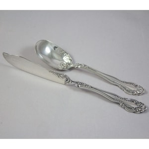 Simeon L & George H Rogers Silverplate Sugar Spoon and Twisted Butter Spreader