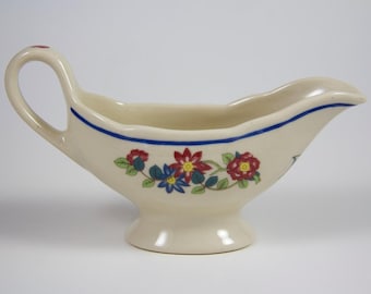 Shenango China Restaurant Ware Small Gravy Sauce Boat Blue Band Flowers