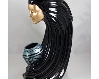 アールデコ調 陶器製 女性フィギュア オブジェ アンティーク VTG