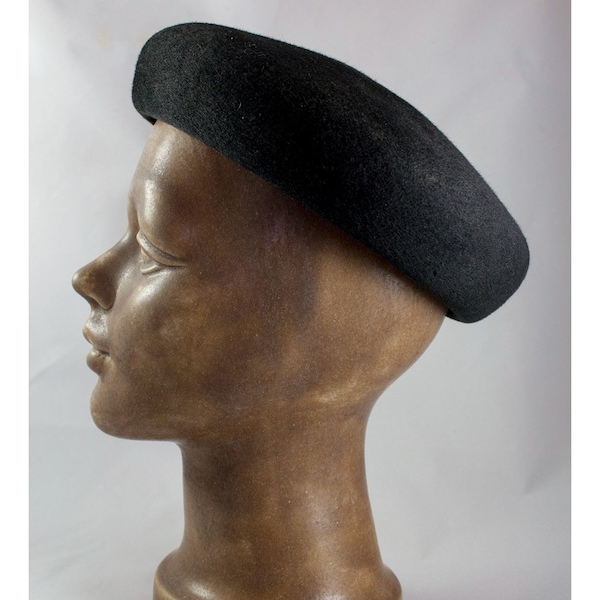 Vintage Glenover Black Wool Felt Women's Hat Beret Henry Pollack NY