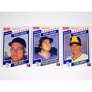 M&M's Baseball Players Trading Cards Star Line Up 1987 Lot of 3 Garvey Scott