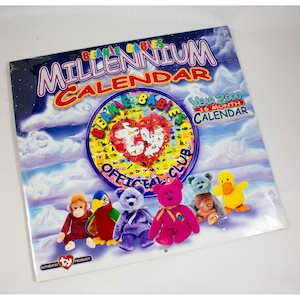TY Beanie Babies Millennium Väggkalender 2000 16 Månader Officiell Klubb NOS