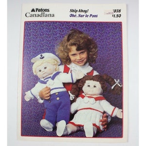 Patons Canadiana Ulotka 1038 Ship Ahoy Knit 16" Wzór na ubranka dla lalek 1985