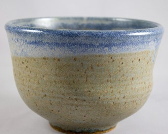 Handmade Glazed Pottery Stoneware Planter or Decorative Bowl Blue & Brown