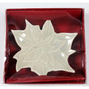 Michaels Ceramic Poinsettia Trinket Dish Holiday Christmas NEW