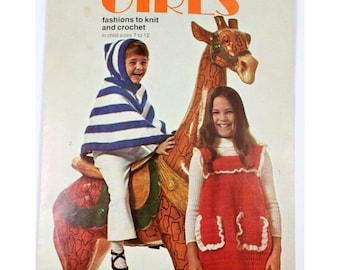 Vintage 1973 Leisure Arts Leaflet 14 Girls Fashions To Knit and Crochet Sz 7-12