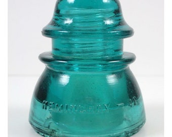 Vintage Hemingray Glass Electrical Insulator No 42 Aqua Blue Beaded Bottom USA