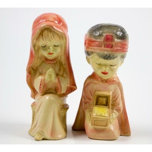 Vintage 1980 Duncan Enterprises Glazed Nativity Pieces: Mary & 1 Wise Man King