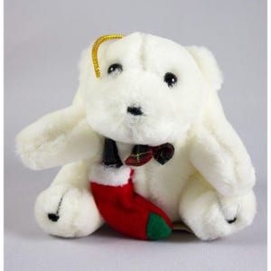 Coca Cola 1997 Polar Bear Plush Christmas Ornament Bow Tie Stocking Coke Bottle