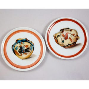 Hutschenreuther Lot de 2 mini assiettes SW Pottery Design Mesa IPA Show 1989 3,75"