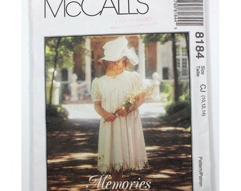 McCalls Pattern 8184 Memories by Jo Lene Girl's Empire Dress Sz 10-14 UNCUT