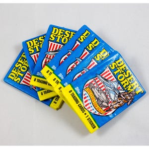 Lote de cartas coleccionables de cera de la Coalición por la Paz de la Tormenta del Desierto de Topps de 1991, tal como está