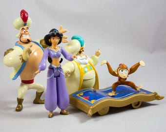 Mattel Disney Aladdin Action Figures - Jasmine Sultan Razoul Abu Magic Carpet