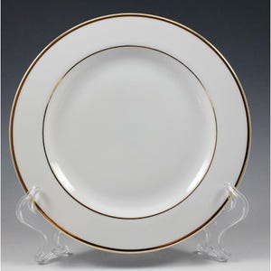 American Atelier Party Time Gold Salad Plate 8" White with Gold Bands