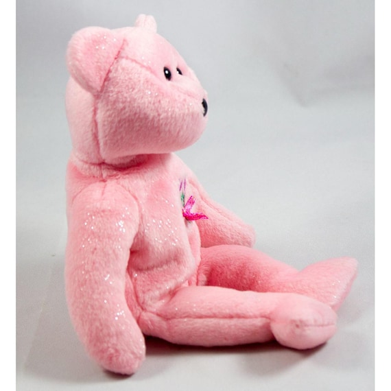 Ty Beanie Babies Mum #4517 Pink Bear With Glitter 2001 10th Gen