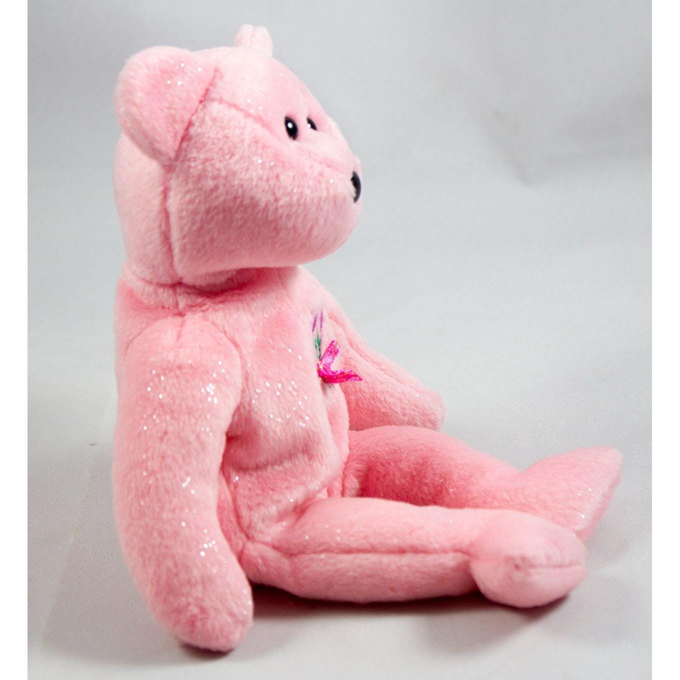 Ty Beanie Babies Mum #4517 Pink Bear With Glitter 2001 10th