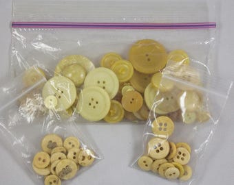 Mixed Lot of Vintage Plastic Buttons Neutral Shades: Beige Tan Off-White