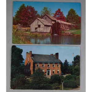 Lot of 2 Vtg Postcards Fort Necessity Museum, PA & Mabry Mill Blue Ridge Pkwy VA