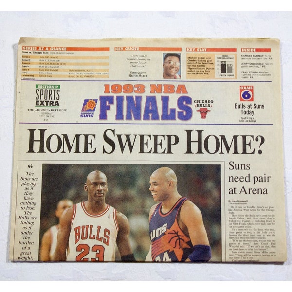 1993 NBA Finals Suns v Bulls Barkley Jordan Arizona Republic Newspaper Section