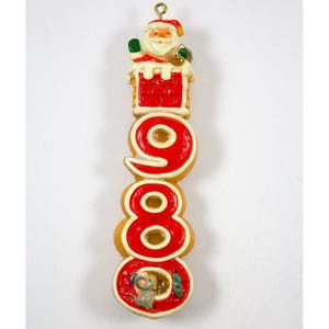 Hallmark Vintage 1980 Dough Look Ornament Santa Chimney Mouse Tree Trimmer